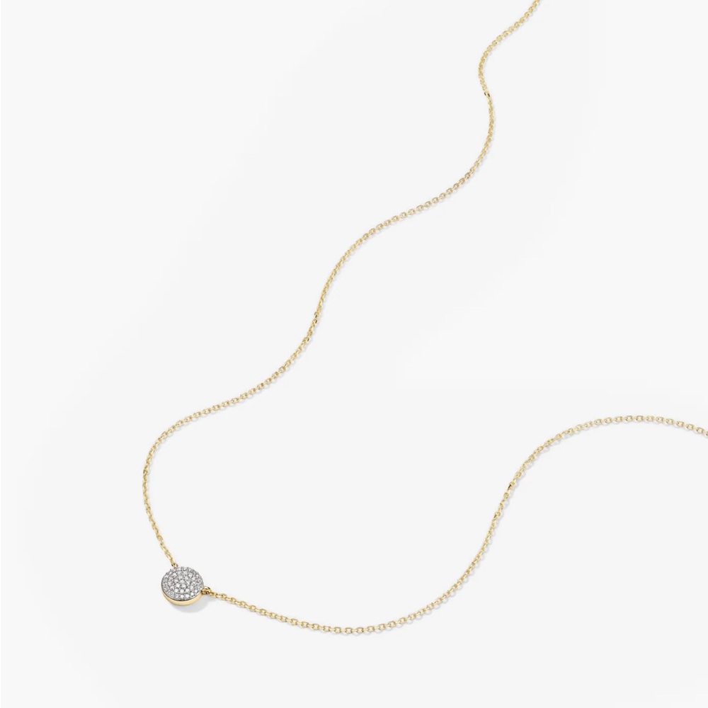 Large Pave Diamond Round Necklace - Picture 2 of 3